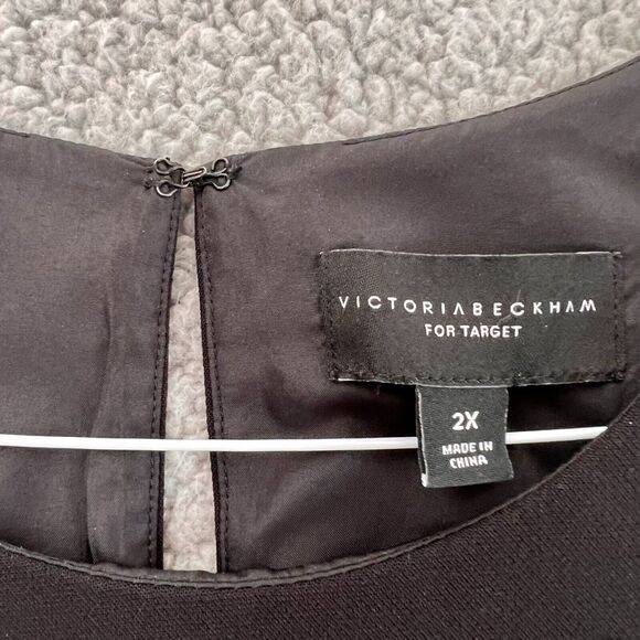 Victoria Beckham Blouse 2X Womens Top Black white Twill Tank Scallop Preppy - Picture 2 of 8